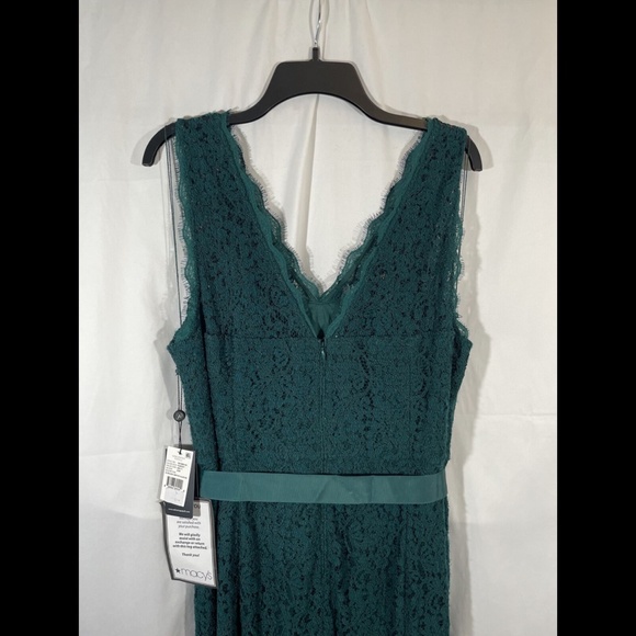 NWT Adrianna Papell [ Plus Size 20W ] Ribbon-Belt Lace Gown‎ in Forest Green - Picture 7 of 12